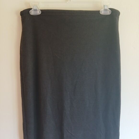 Vintage 90s Ann Mali Pull On Knit Maxi Skirt Size Small Gray Slit Whimsigoth - Picture 7 of 10